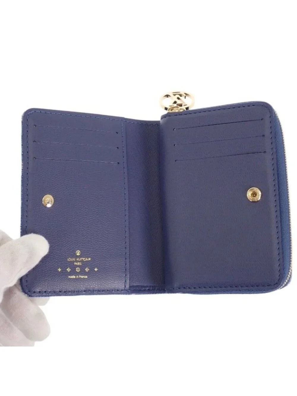 Louis Vuitton Portefeuille Lou Bifold Wallet Monogram Denim Blue Gold Included